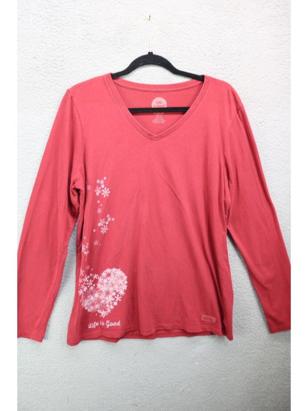 Life is Good Long Sleeve Snowflakes Heart Tunic-Size Large-BOHO